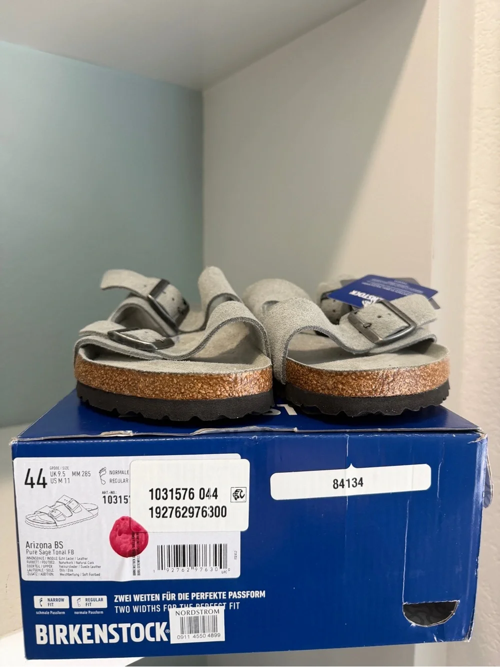 Birkenstock Arizona Soft Footbed Sandal Pure Sage Grey Suede NEW size 44